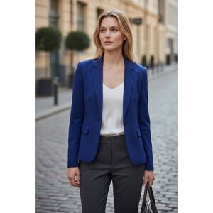 Calvin Klein Womens Cobalt Blue Two Button Blazer Jacket Size 8 Professional